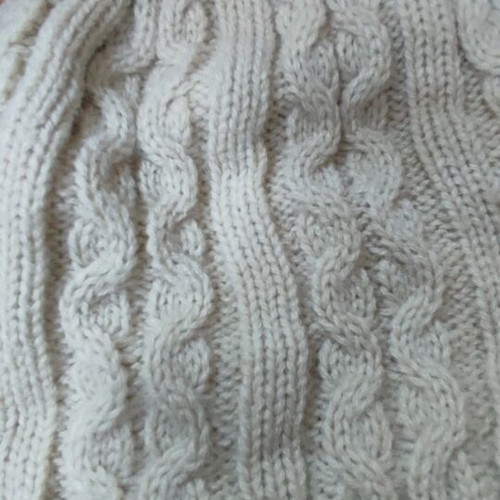 Knitted beanie hat, beige, warm with fur lining