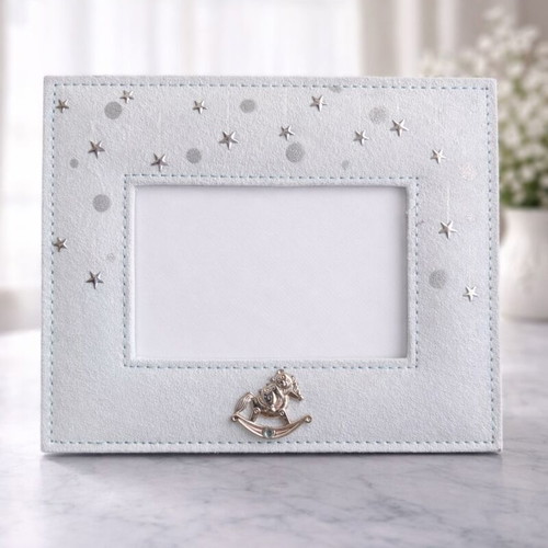 Children's photo frame with stars in soft blue, like new