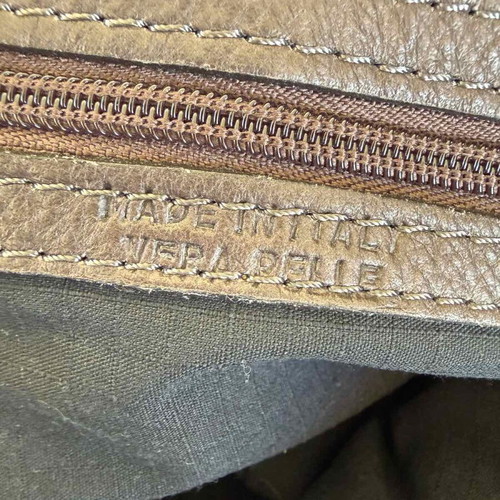 Leather vintage shoulder bag used, brown, large size