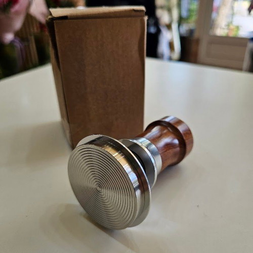 Calibrated Tamper 53.3 mm with Spring Mechanism 30 lbs, Wooden Handle, Stainless Steel