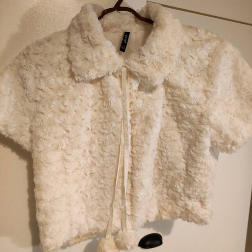 Pink Woman bolero fur like new, beige, size L