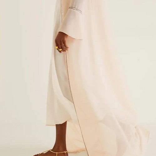 Mango summer coat caftan Small with sequins beige pink new