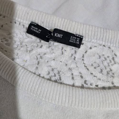 Zara pullover with lace details used, white, size S
