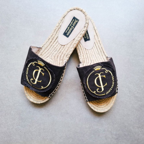 Juicy Couture espadrilles used, black with gold logo, size 38