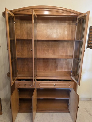 Cherry wood showcase like new, two pieces