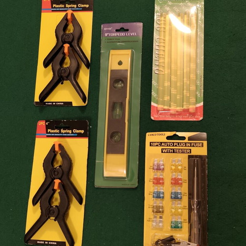 DIY & Repair Tool Set: Clamps, Torpedo Level, Silicone Sticks & Car Fuses
