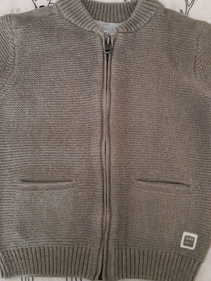 Zara baby infant cardigan used, grey-olive 80cm for 9-12 months