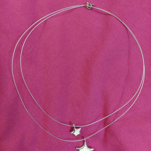 Necklace with stars like new, double, white and silver