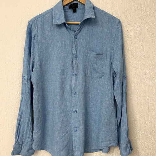 Magaschoni linen blend shirt, light blue, size M