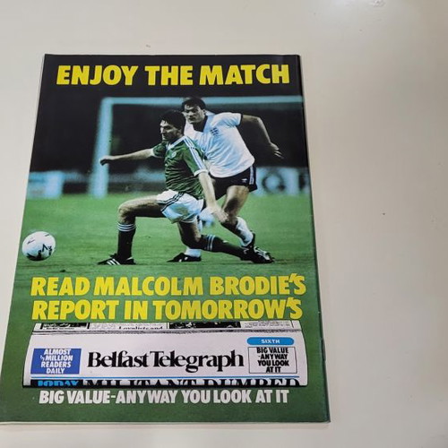 Northern Ireland vs Yugoslavia 1987 match programme used
