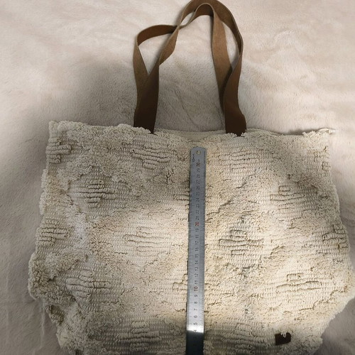 Mat Canvas Shoulder Bag New Beige with Zipper