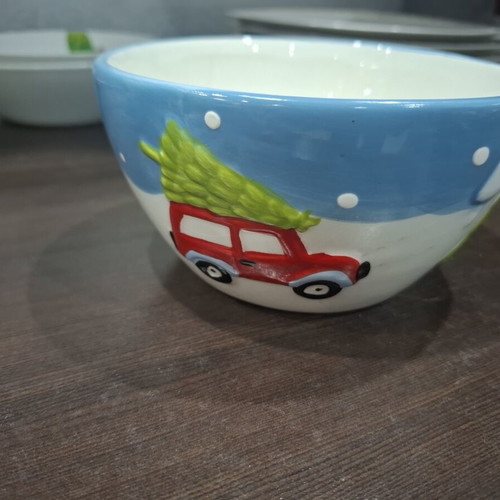 Ceramic Christmas Bowl 15cm like new with embossed designs