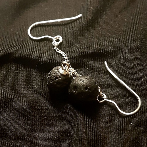 Santorini earrings silver 925 with natural lava stones new