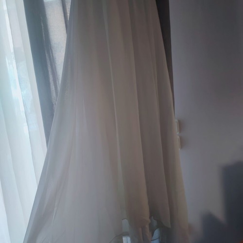 A-Style wedding dress, handmade, white ice color, lace top, muslin skirt, small train