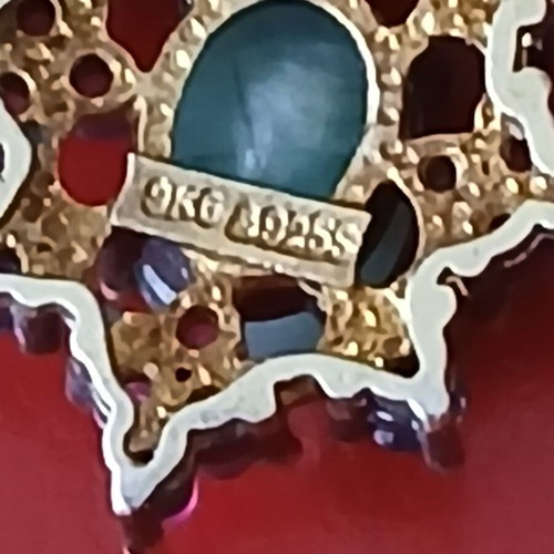 Earrings with rubies, sapphires, emeralds and diamonds vintage cut, 9k gold and 925 silver like new