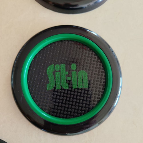 Coaster set of six plastic pieces with holder, like new