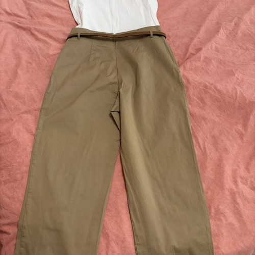 Zara jumpsuit with belt like new, size M, white and beige