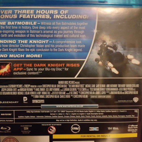 The Dark Knight Nolan Batman Trilogy Blu-Ray like new, English subtitles
