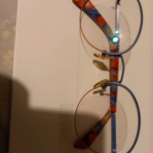 Prada blue eyeglass frame used with -3 diopter lenses