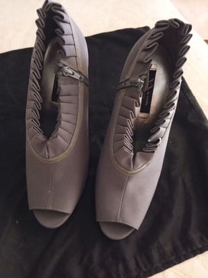 Nina New York peep toes γκρι χακί, υφασμάτινες, καινούργιο