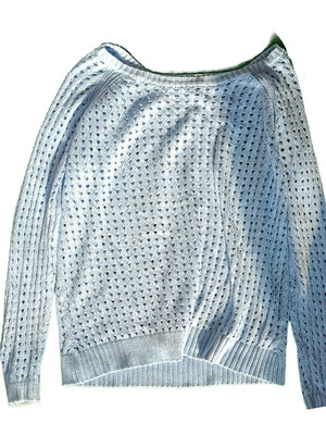 Esmara long-sleeve blouse used blue-turquoise with holes