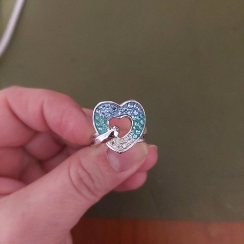 Heart ring with rhinestones size 8 new