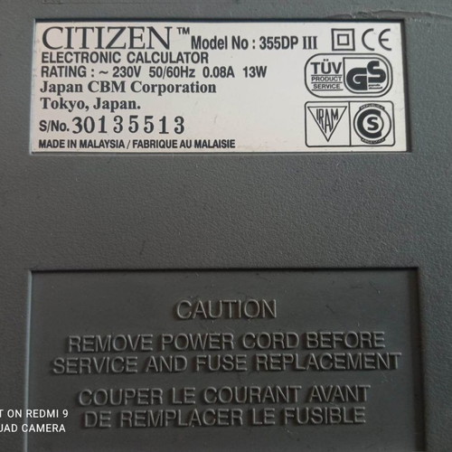 Citizen 355DP III paper calculator used in very good condition