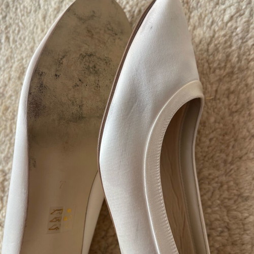 Rainbow Club satin ivory wedding ballerinas used
