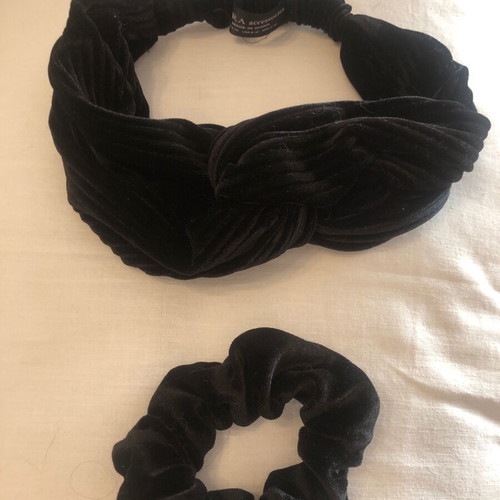 Velvet headband and scrunchy new, black