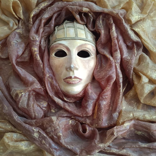 Handmade 3D wall decoration with theatrical mask used