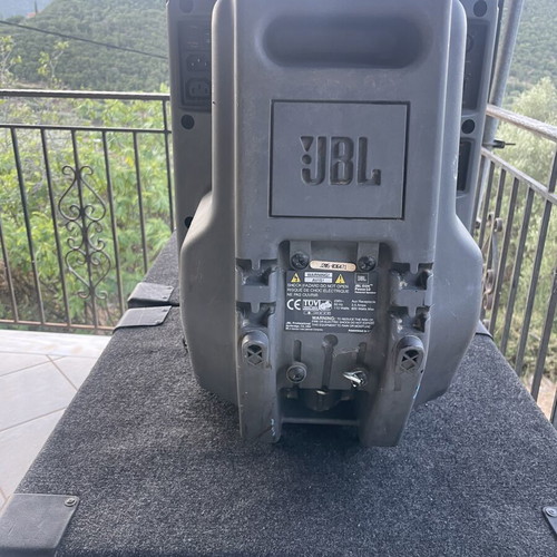 Professional speakers with 2 large subwoofers and 3 small JBL speakers