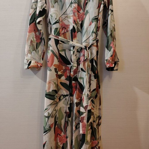 Long dress No38 floral with buttons and belt, new