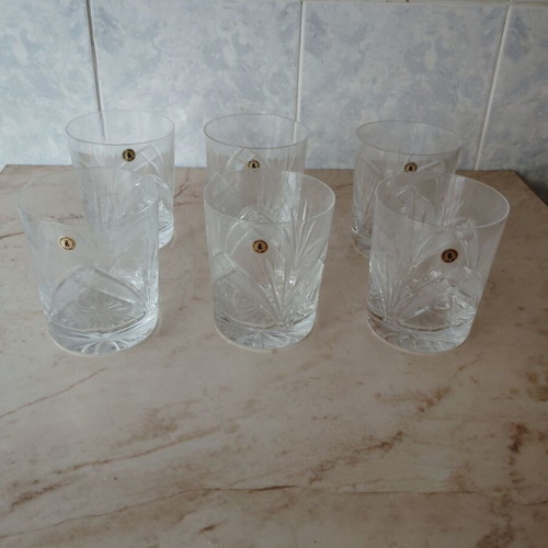 Crystal whiskey glasses new, set of 6