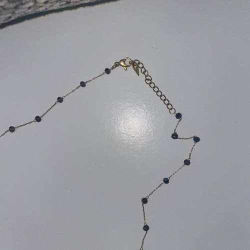 Set of 2 Necklaces like new with s.steel chain and blue-purple beads
