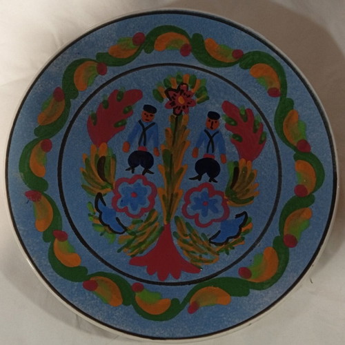 Kerameikos vintage handmade decorative wall plate with traditional Greek folk motifs