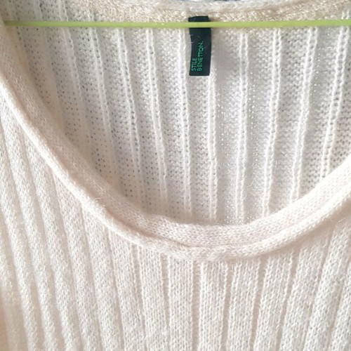Benetton knitted dress midi like new, size S/M, cream off-white