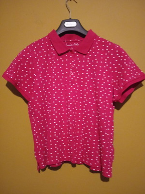 Chicorée basic polo t-shirt women's polka dot, new, size L, fuchsia and white