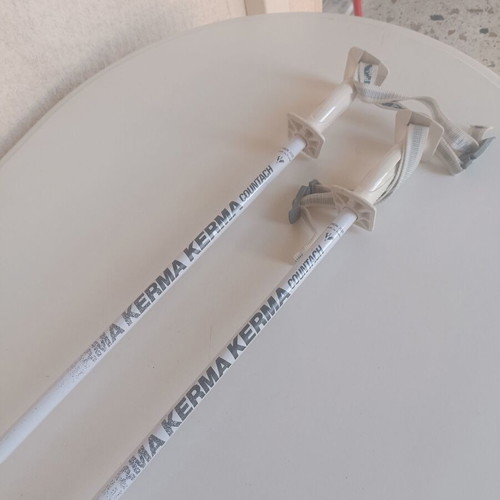 Open Rossignol XP11 V. A. S. Fibrometal ski used with Tyrolia 470 bindings and Kerma countach poles