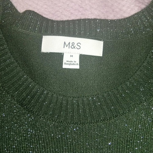 Marks & Spencer dark green metallic blouse new size Medium