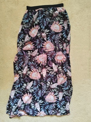 H&M Long Floral Skirt like new, pink and turquoise