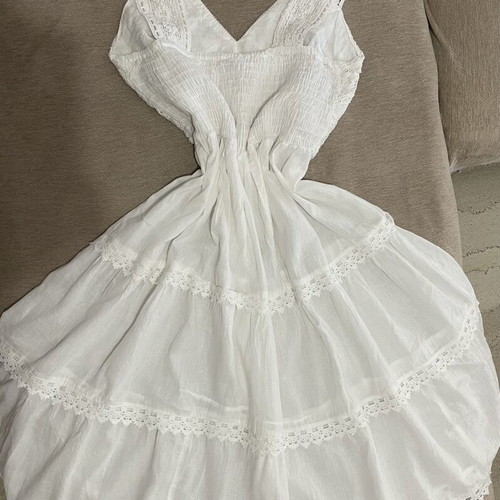 Boho 100% Cotton White Lace Sundress, size L