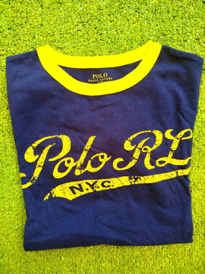 Polo Ralph Lauren Αγόρι βαμβακερή μπλούζα με στάμπα σαν καινούργια, μπλε και κίτρινη, M