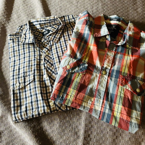 H&M men's cotton short-sleeve shirts size M like new, multicolor