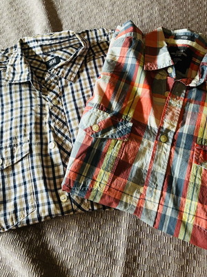 H&M men's cotton short-sleeve shirts size M like new, multicolor