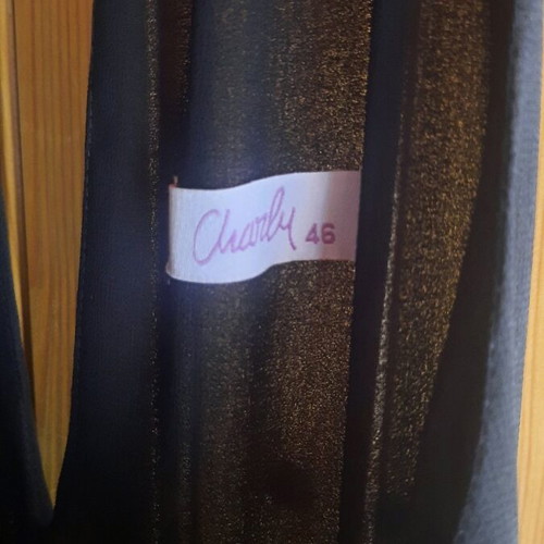 Maxi evening dress like new, black with lining and transparency, size 46