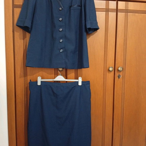 Women's linen suit used, Greek tailoring, size 3XL, blue