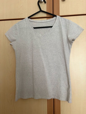 Basic gray T-shirt with V-neck used, size S