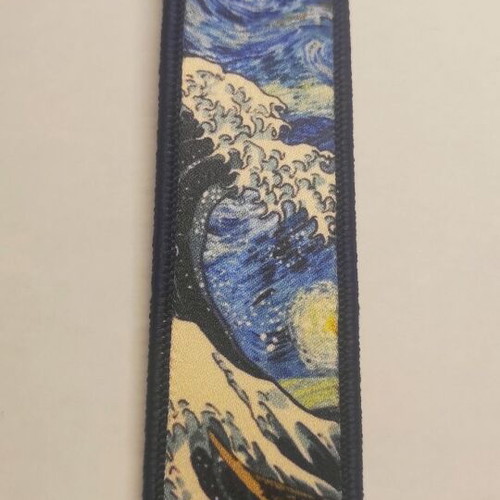 Embroidered fabric keychain The Great Wave Off Kanagawa Vincent Van Gogh Style new