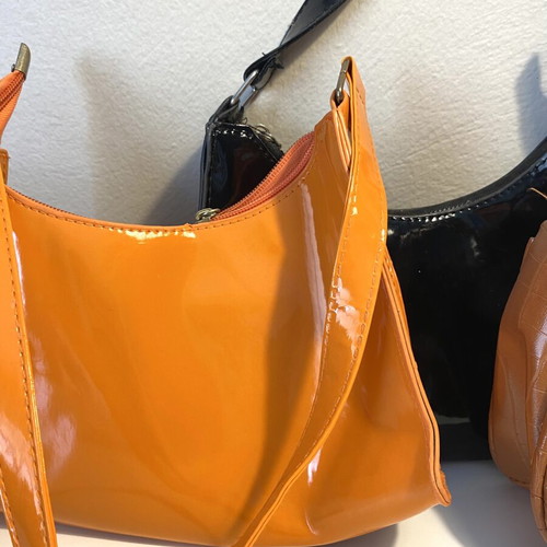Shein shoulder bags, set of four, black, brown, fuchsia and orange