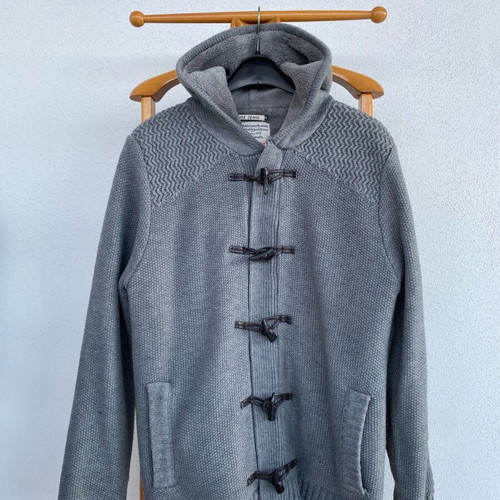 Knitted cardigan with fleece lining like new, gray, size XL